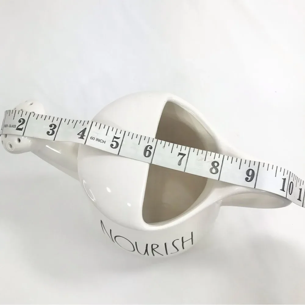 Rae Dunn Nourish White Black Ceramic Watering Can Vase